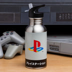 Paladone Water Bottle: PlayStation - Heritage Metal Water Bottle with Straw - 480ml