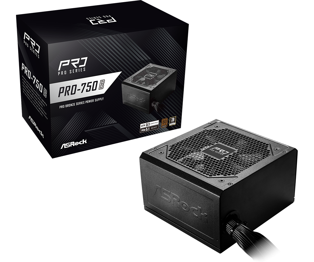 Захранващ блок ASRock PRO-750B 750W 80+ Bronze PCIE 5.1 Ready
