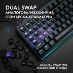 Геймърска механична клавиатура Logitech G512 X 98 - Dual Swap Analog/Mechanical Switch - Black