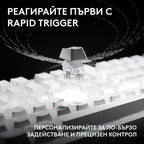 Геймърска механична клавиатура Logitech G Pro X2 RAPID TKL, Magnetic Analog Linear Switch - Бял