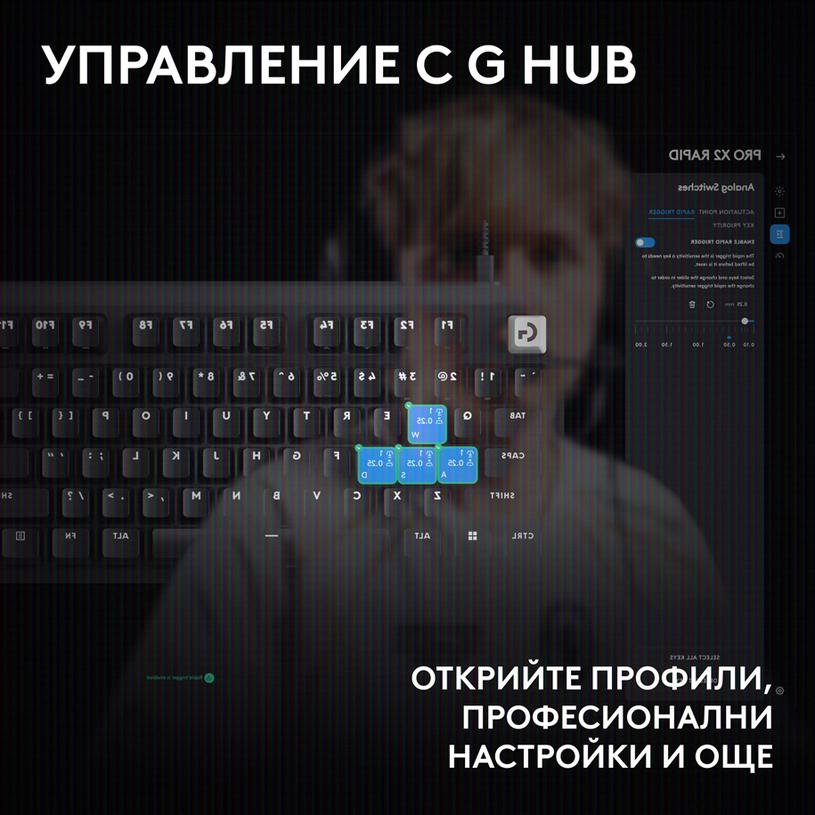 Геймърска механична клавиатура Logitech G Pro X2 RAPID TKL, Magnetic Analog Linear Switch - Бял
