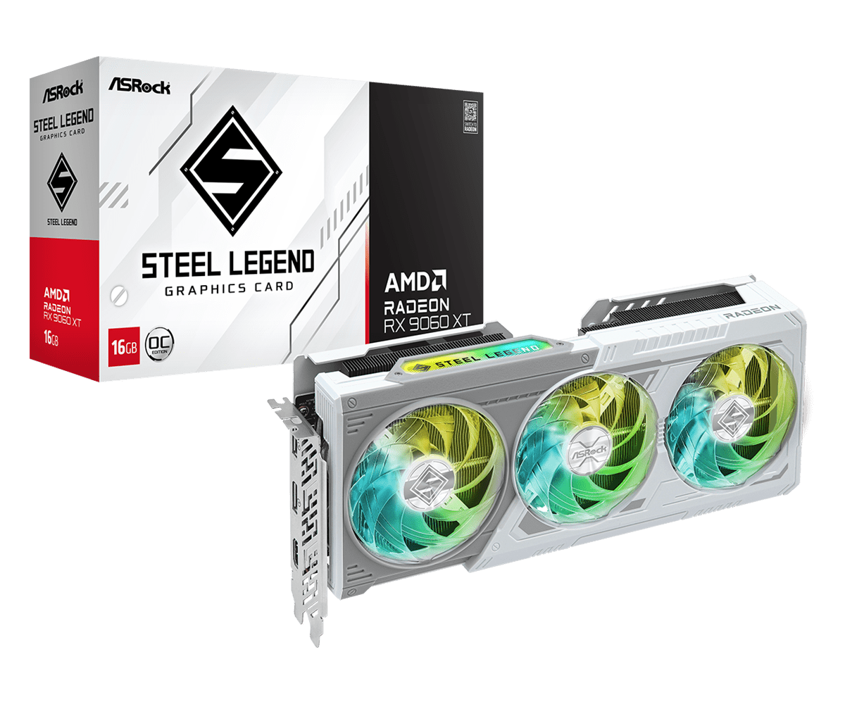 Видео карта ASRock RADEON RX 9060 XT Steel Legend 16GB OC GDDR6