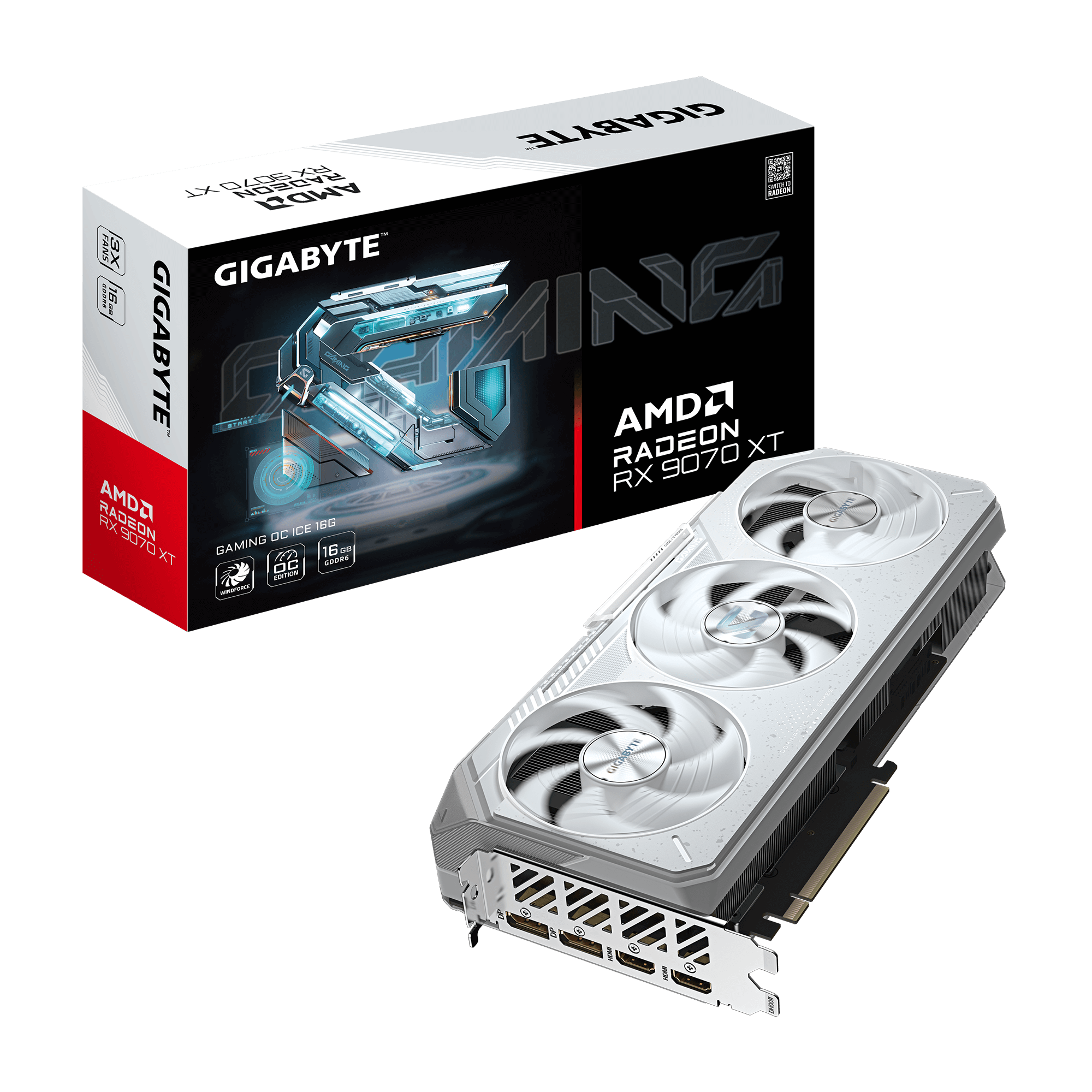 Видео карта GIGABYTE RADEON RX 9070 XT GAMING OC ICE 16GB GDDR6
