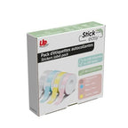 Set of 4 adhesive label rolls for STICK EASY UP21, 4x 180 pcs, pink, yellow, blue, transparent