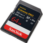 SanDisk Extreme Pro SDXC 64GB 300MB/s & 300Mb/s Class 10 V90 UHS-II Memory Card