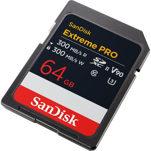 SanDisk Extreme Pro SDXC 64GB 300MB/s & 300Mb/s Class 10 V90 UHS-II Memory Card