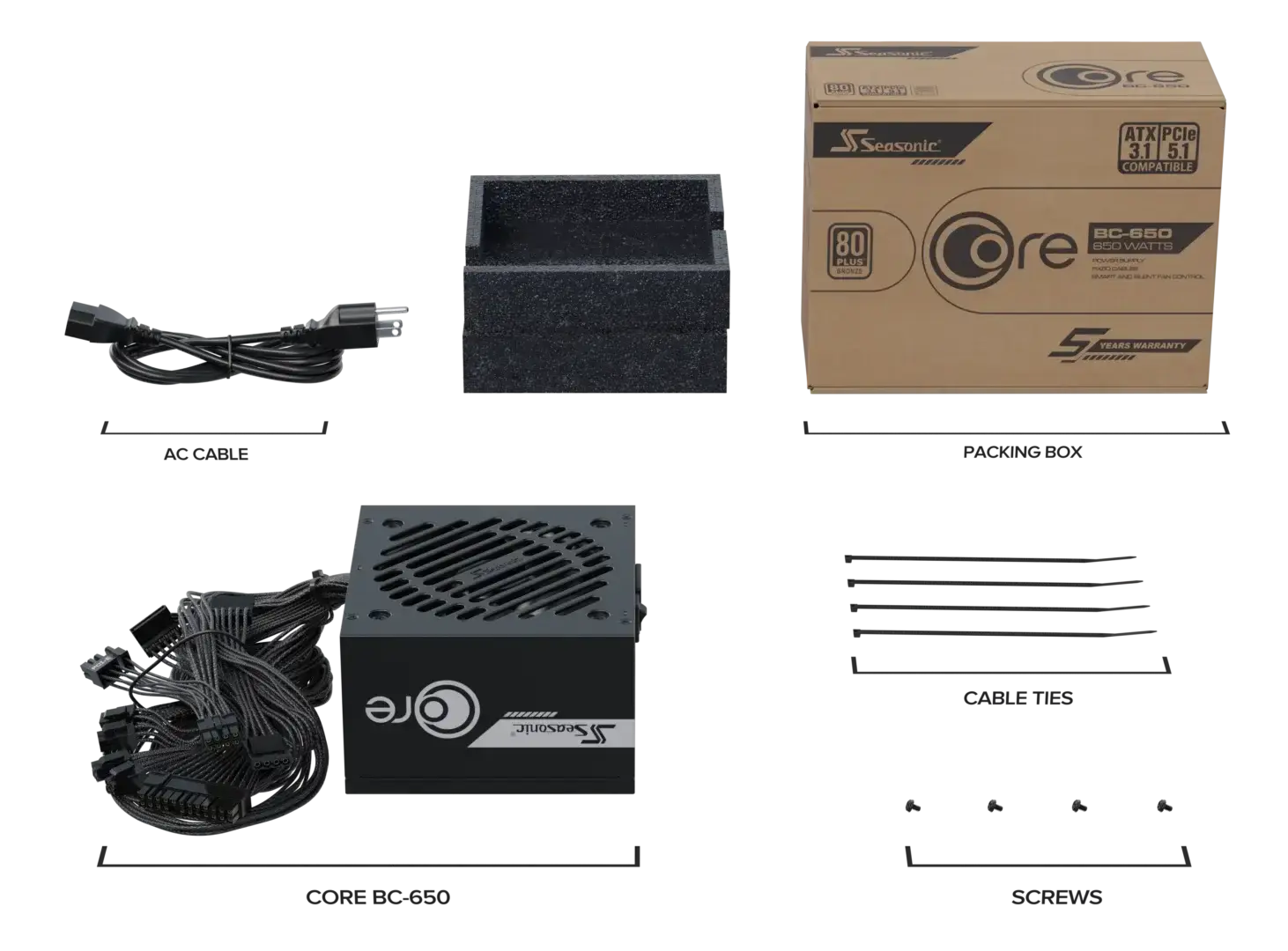 Захранващ блок Seasonic CORE BC 650W 80+ Bronze, ATX 3.1
