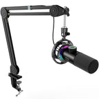 FIFINE T658 Dynamic RGB Microphone with Stand - Black