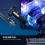 FIFINE T658 Dynamic RGB Microphone with Stand - Black