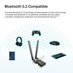 Wireless adapter TP-LINK Archer TX20E, PCIe, 1800Mbps, Wireless AX, 2.4GHz/5GHz, BT 5.2, 2x external antennas