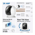 IP Camera Dome TP-Link Tapo C222, 2560x1440@30fps, Pan/Tilt, H.264, microSD, Wi-Fi, Audio, RJ-45
