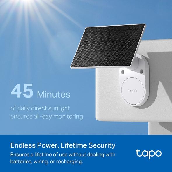 TP LINK C410-kit включва:  IP Camera tapo C410 + tapo A201 соларен панел