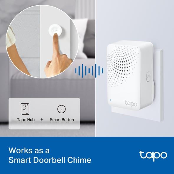 TP LINK интелигентен хъб със звънец H100, аларма, координира се с интелиг. сензори Tapo, свързва до 64 интелиг. у-ва, звънец, Wi-Fi