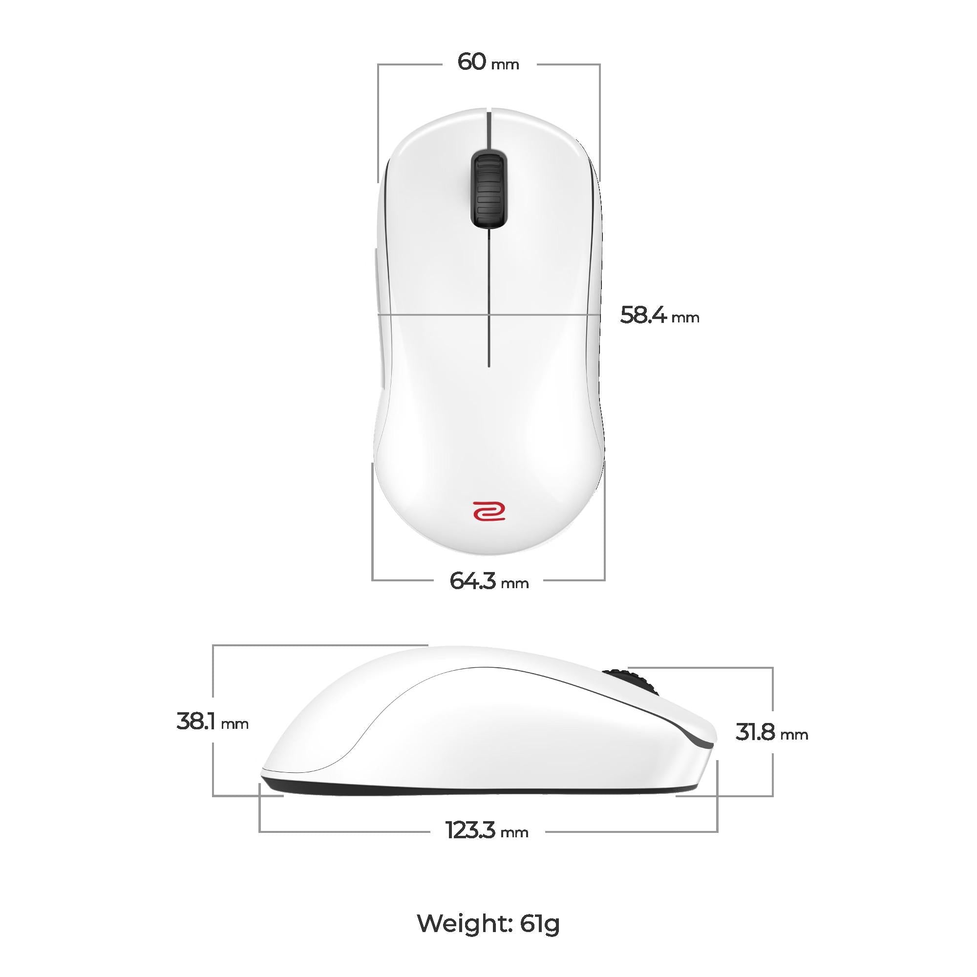 Геймърска безжична мишка ZOWIE U2-DW 4K, 2.4G, бяла