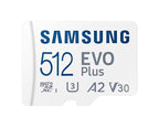 Samsung EVO Plus Memory Card, microSDXC, UHS-I, 512GB, Adapter