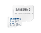 Samsung EVO Plus Memory Card, microSDXC, UHS-I, 512GB, Adapter