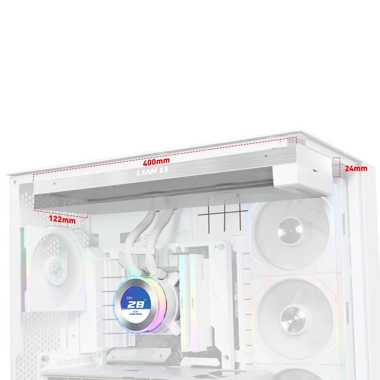 Охладител за процесор Lian Li HydroShift II LCD-C 360 Fanless ARGB - Бял