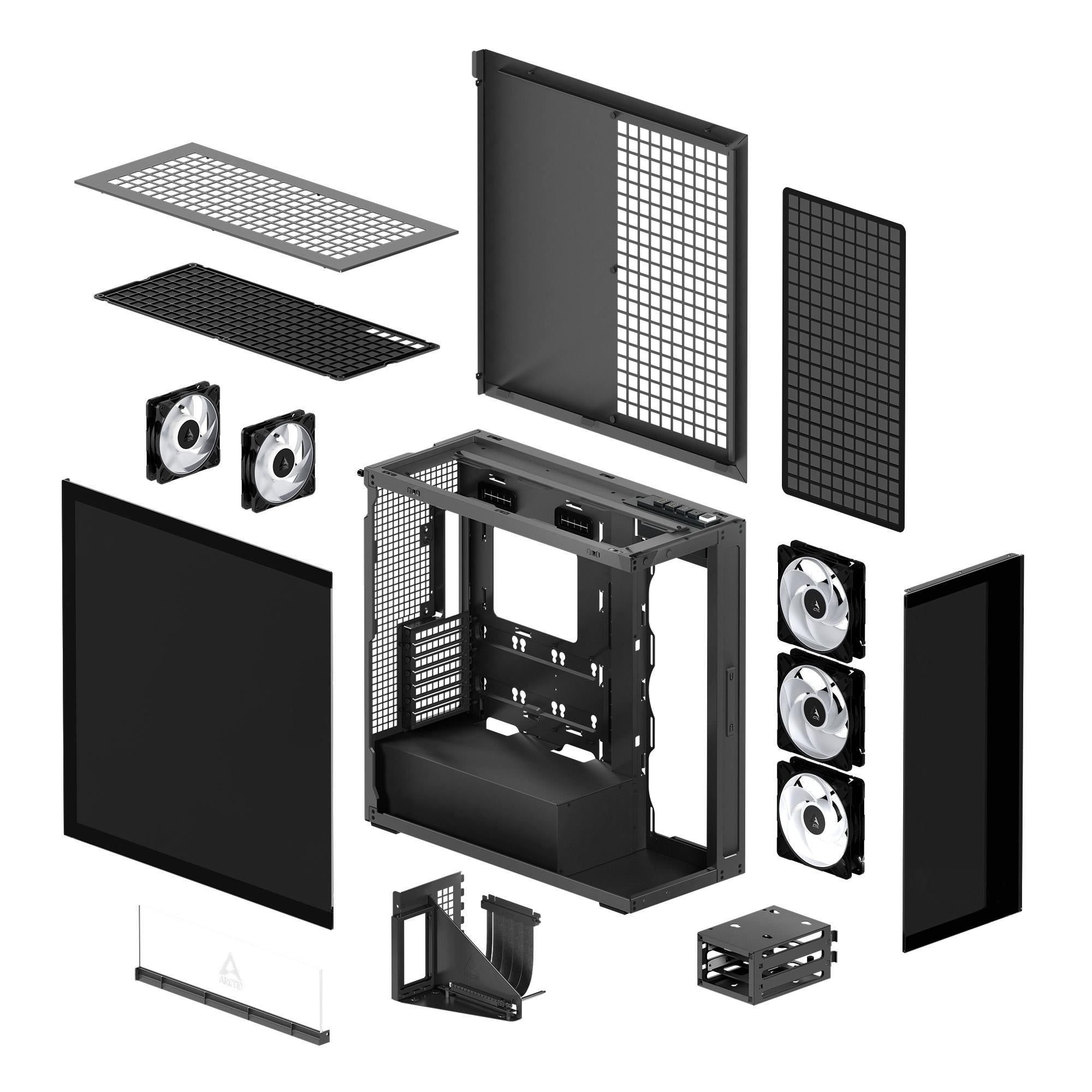 Кутия за компютър Arctic Xtender VG Mirror - Black Mid-Tower